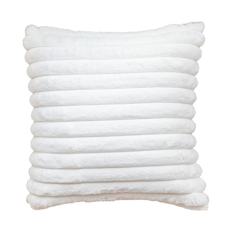 Decorative Plush Ribbed Throw Pillow with Removable Insert
