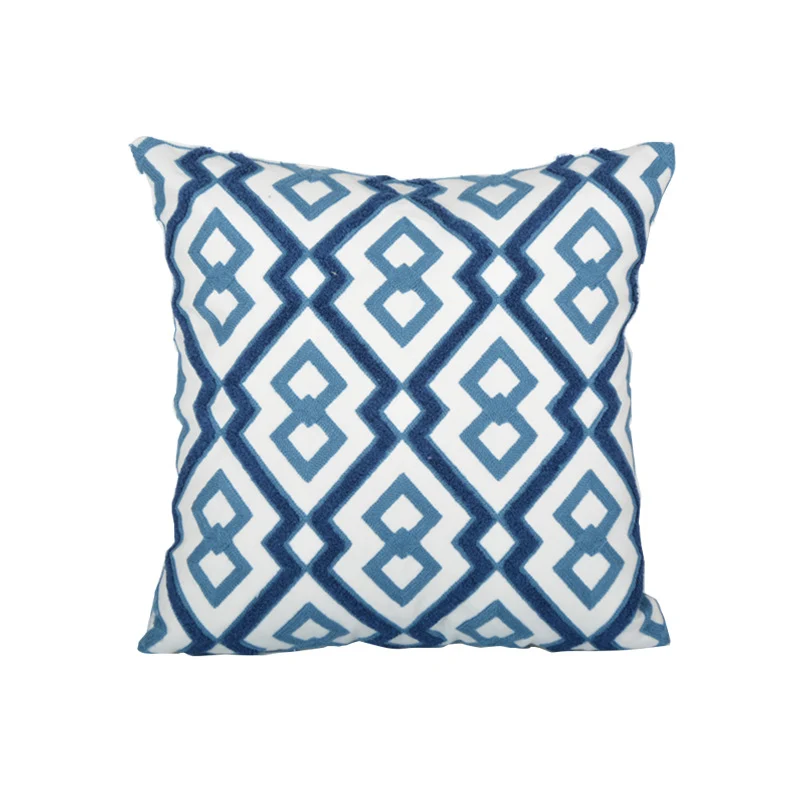 Decorative Geometric Cotton Throw Pillow Cover with Hidden Zipper and Removable Insert