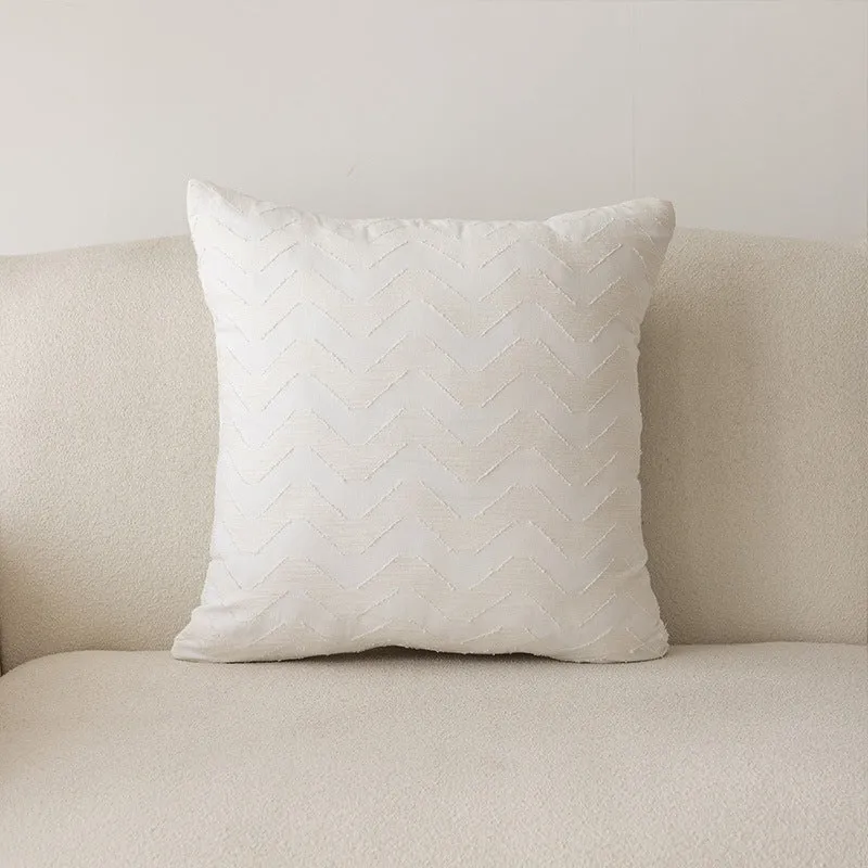 Decorative Chevron Textured Square Throw Pillow Cover with Woven Zigzag Embroidery