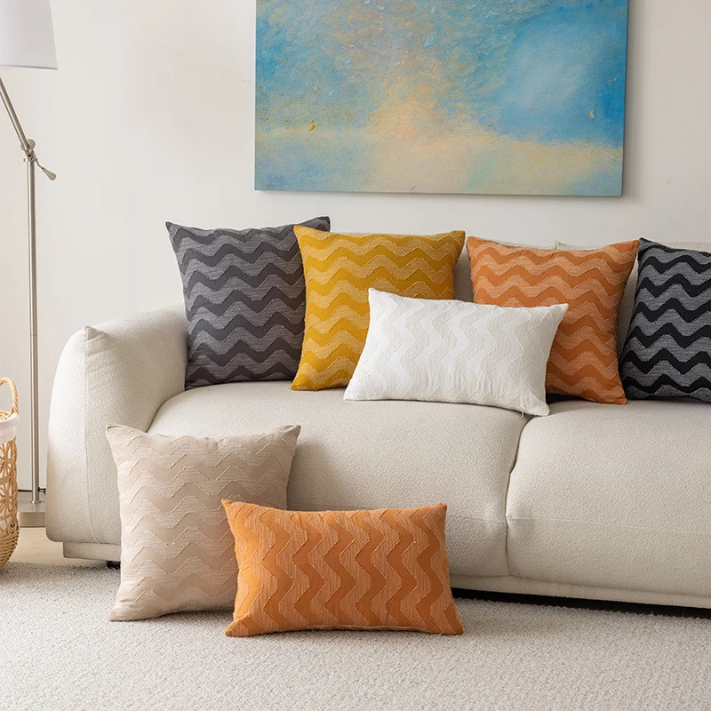 Decorative Chevron Textured Square Throw Pillow Cover with Woven Zigzag Embroidery