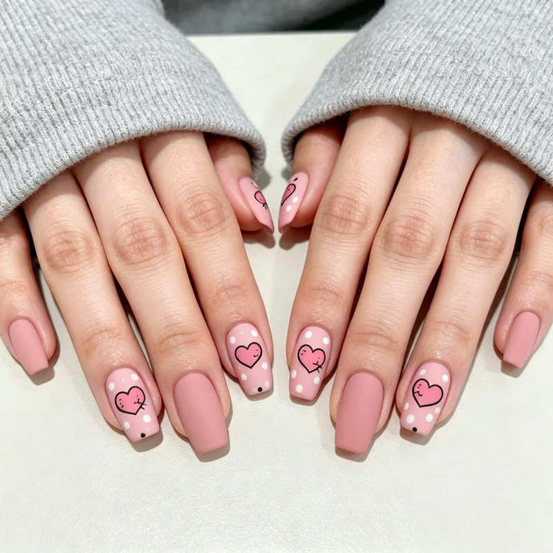 Künstlerische Herz-Themen-Nagelkunst Karnz