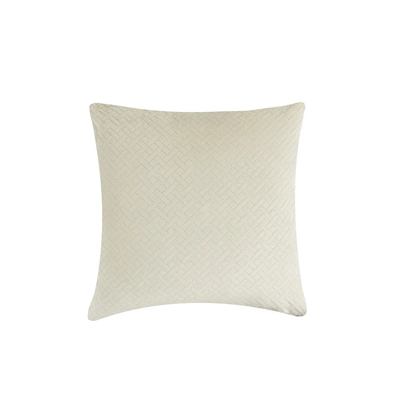 Quilted Herringbone-Texture Square Throw Pillow Cover with Hidden Zipper
