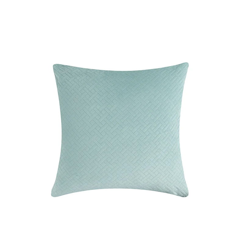 Quilted Herringbone-Texture Square Throw Pillow Cover with Hidden Zipper