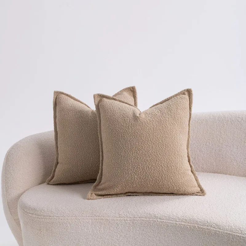 Premium Bouclé Square Cushion Pair with Sculpted Seams and Hidden Zip