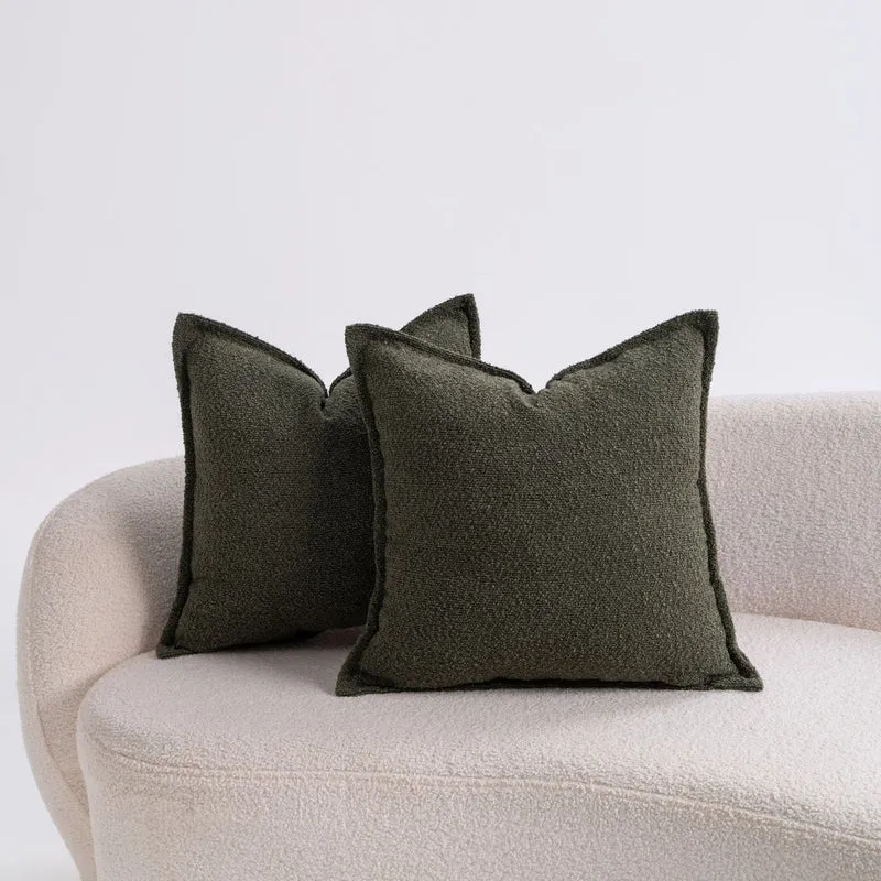 Premium Bouclé Square Cushion Pair with Sculpted Seams and Hidden Zip