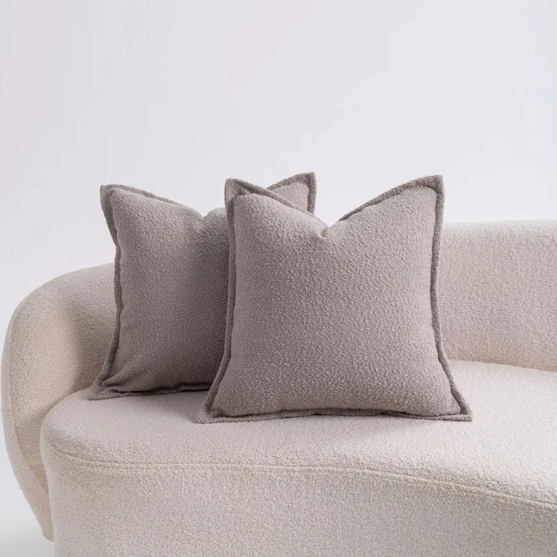 Premium Bouclé Square Cushion Pair with Sculpted Seams and Hidden Zip