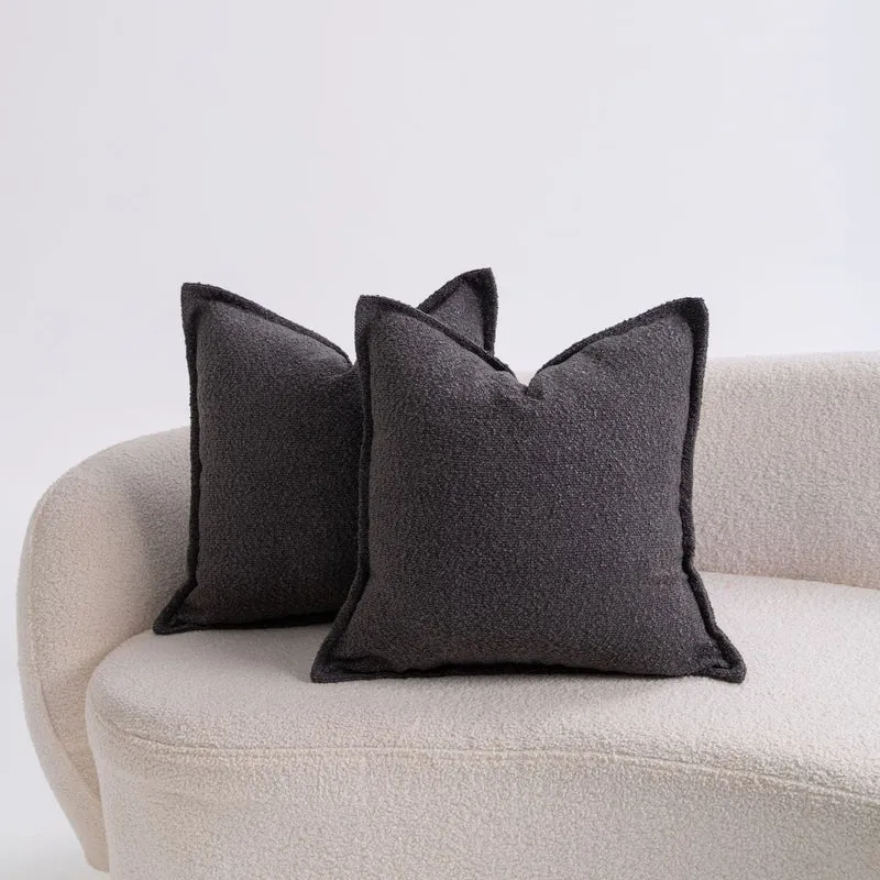 Premium Bouclé Square Cushion Pair with Sculpted Seams and Hidden Zip