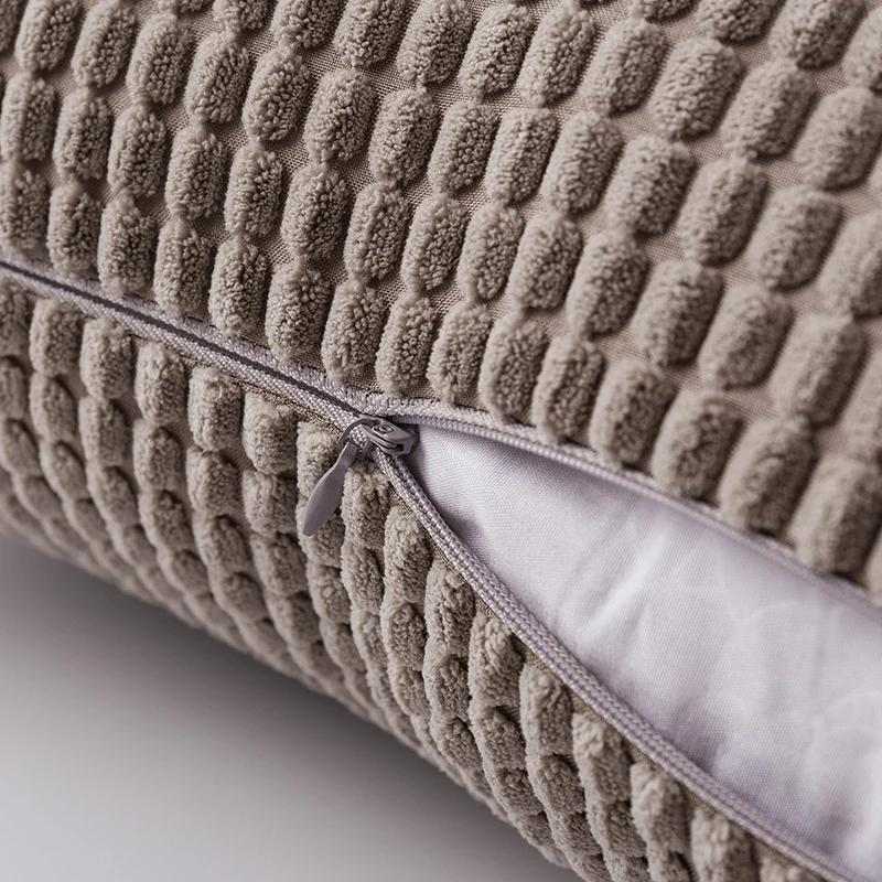 Plush Waffle-Grid Chenille Sofa Accent Pillow Duo with Removable Zip Covers