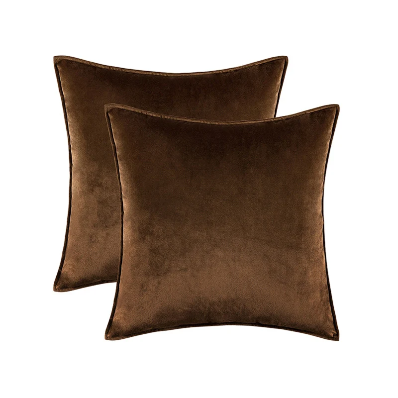 Plush Velvet Square Decorative Pillow Cover Pair with Knife-Edge Seam and Hidden Zipper