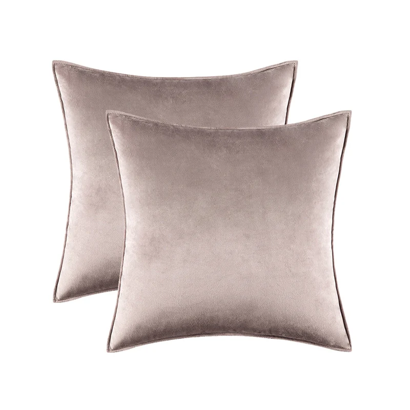 Plush Velvet Square Decorative Pillow Cover Pair with Knife-Edge Seam and Hidden Zipper