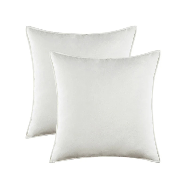 Plush Velvet Square Decorative Pillow Cover Pair with Knife-Edge Seam and Hidden Zipper