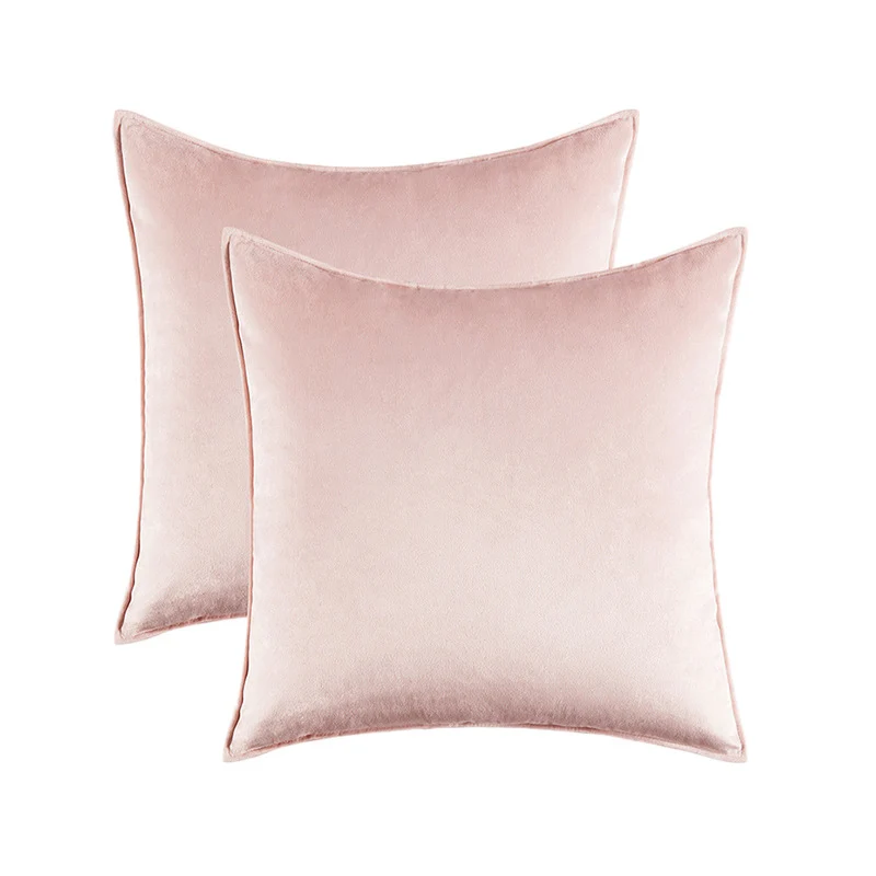 Plush Velvet Square Decorative Pillow Cover Pair with Knife-Edge Seam and Hidden Zipper
