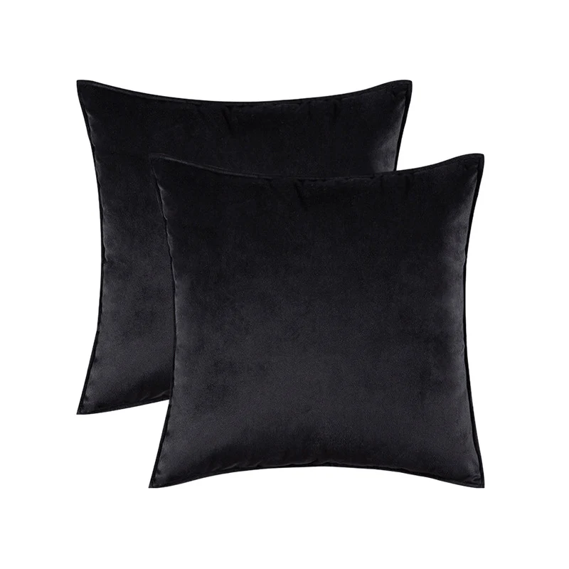 Plush Velvet Square Decorative Pillow Cover Pair with Knife-Edge Seam and Hidden Zipper