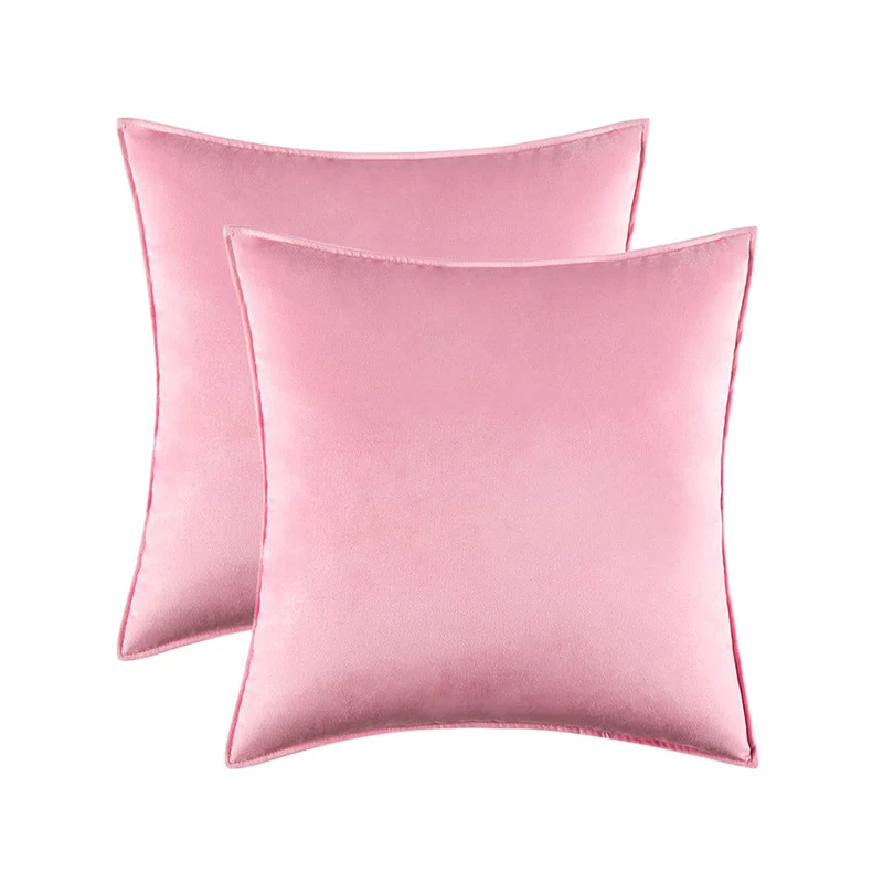 Plush Velvet Square Decorative Pillow Cover Pair with Knife-Edge Seam and Hidden Zipper