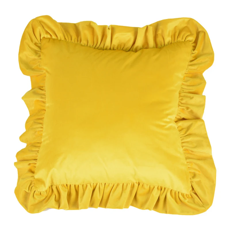 Plush Velvet Ruffled Rectangular Pillow Sham with Hidden Zipper