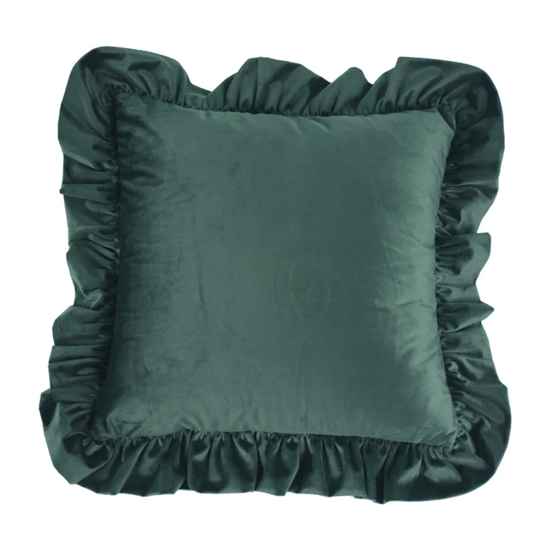 Plush Velvet Ruffled Rectangular Pillow Sham with Hidden Zipper