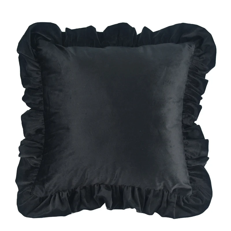 Plush Velvet Ruffled Rectangular Pillow Sham with Hidden Zipper
