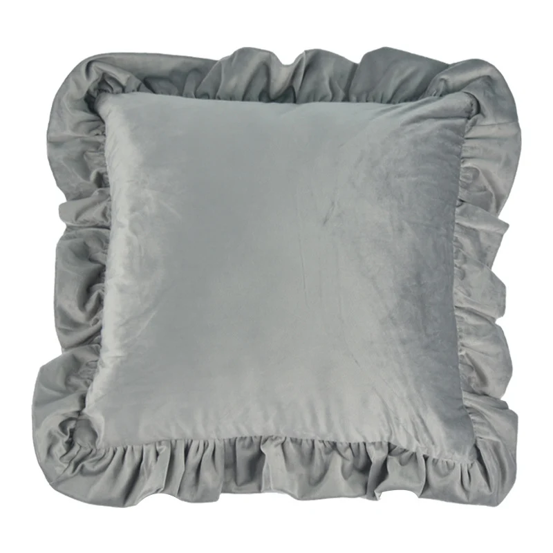 Plush Velvet Ruffled Rectangular Pillow Sham with Hidden Zipper
