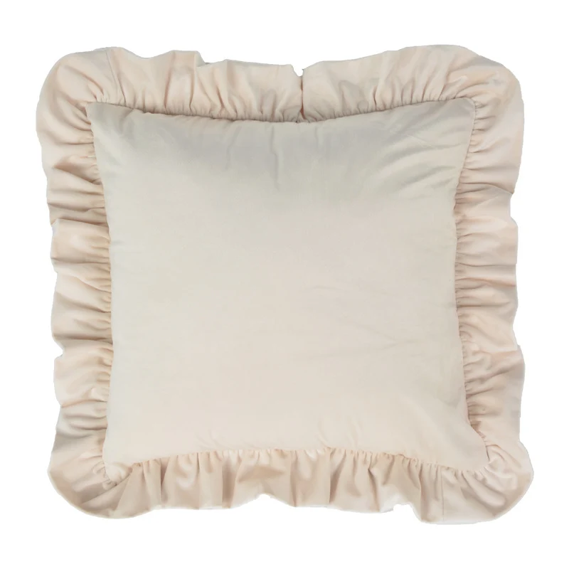 Plush Velvet Ruffled Rectangular Pillow Sham with Hidden Zipper