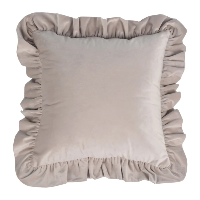 Plush Velvet Ruffled Rectangular Pillow Sham with Hidden Zipper