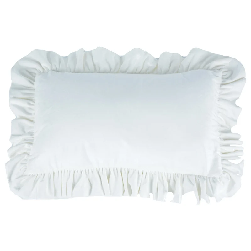 Plush Velvet Ruffled Rectangular Pillow Sham with Hidden Zipper