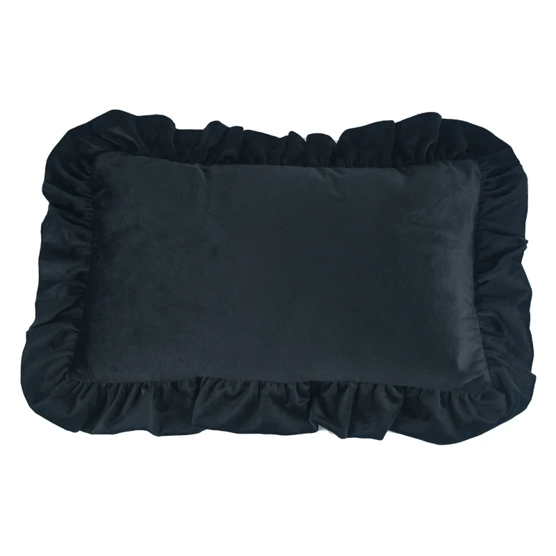 Plush Velvet Ruffled Rectangular Pillow Sham with Hidden Zipper