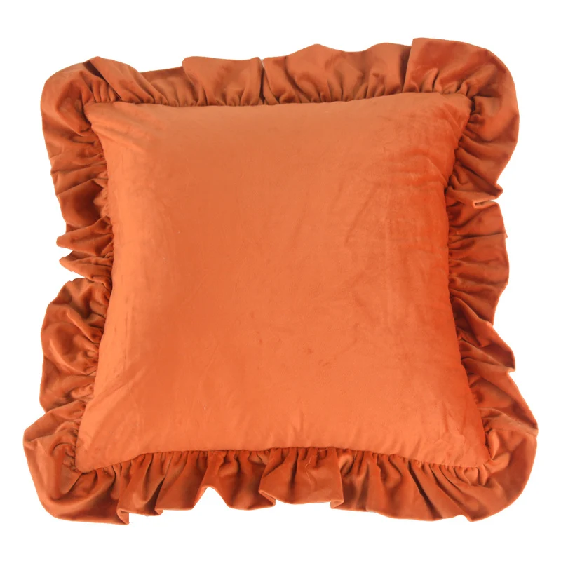 Plush Velvet Ruffled Rectangular Pillow Sham with Hidden Zipper