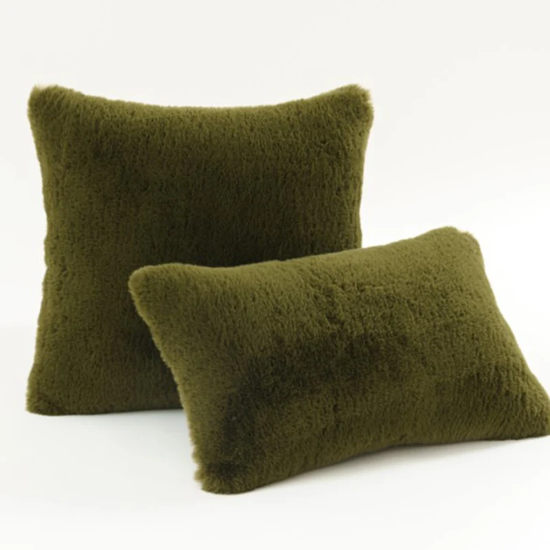Plush Faux Fur Square and Lumbar Decorative Pillow Set with Soft Microfiber Backing