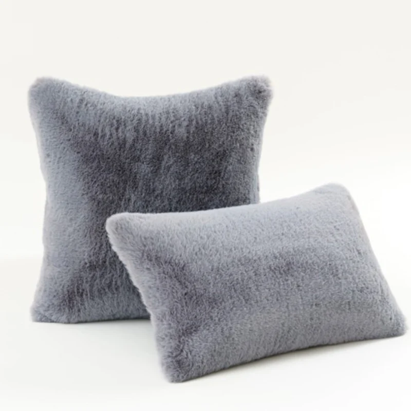 Plush Faux Fur Square and Lumbar Decorative Pillow Set with Soft Microfiber Backing