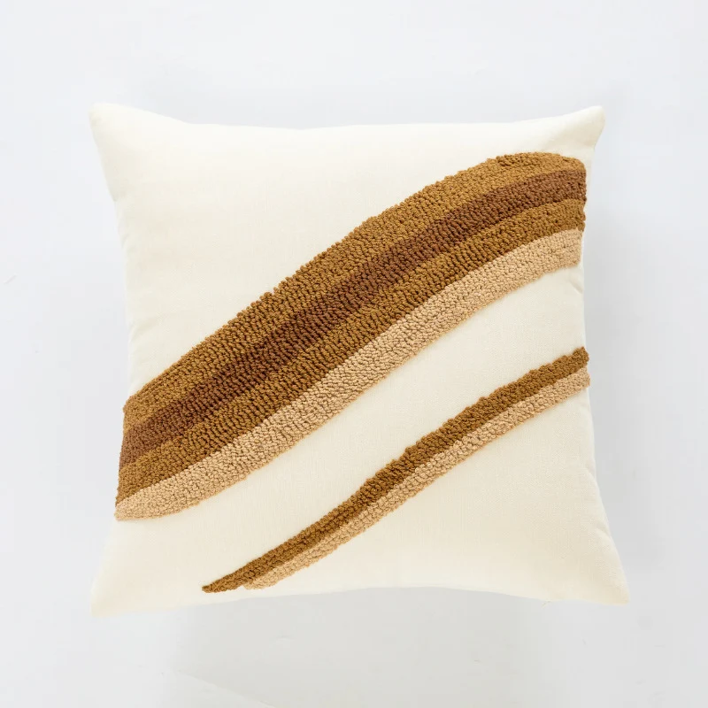 Plush Faux Fur Ribbed Grid Square Throw Pillow with Channel-Quilt Texture