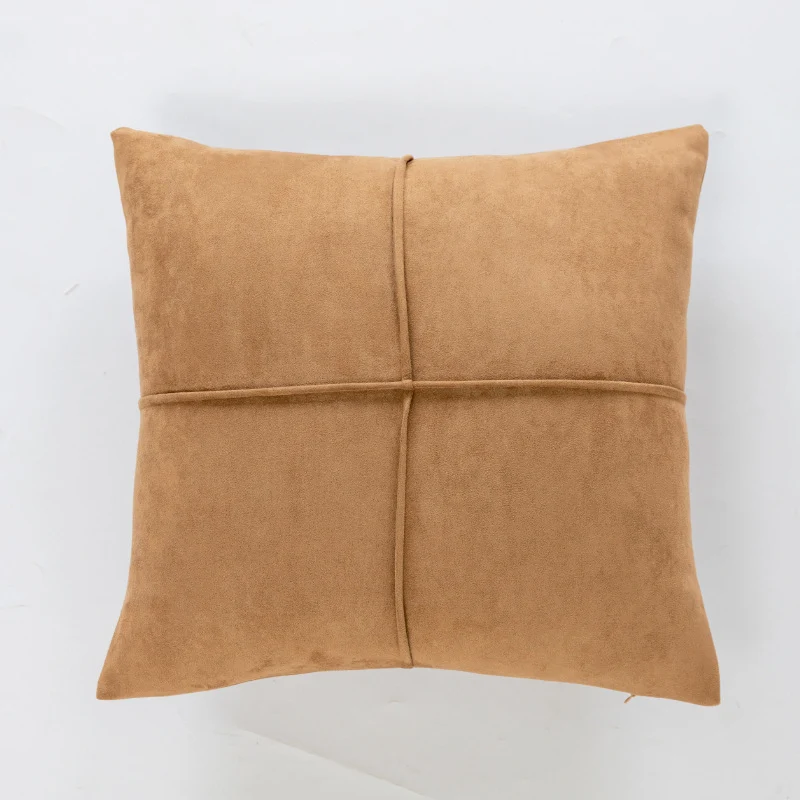 Plush Faux Fur Ribbed Grid Square Throw Pillow with Channel-Quilt Texture