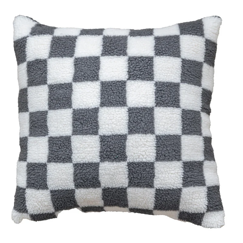 Plush Checkered Sherpa Accent Pillow Cushion