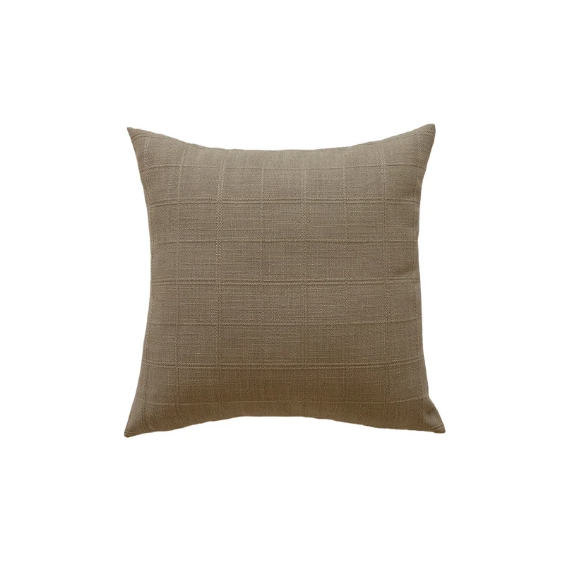 Minimalist Grid-Texture Square Accent Pillow with Hidden-Zip Removable Insert