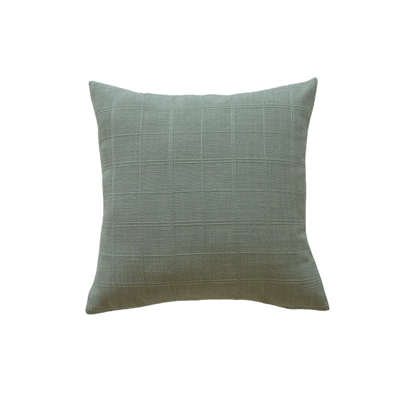 Minimalist Grid-Texture Square Accent Pillow with Hidden-Zip Removable Insert