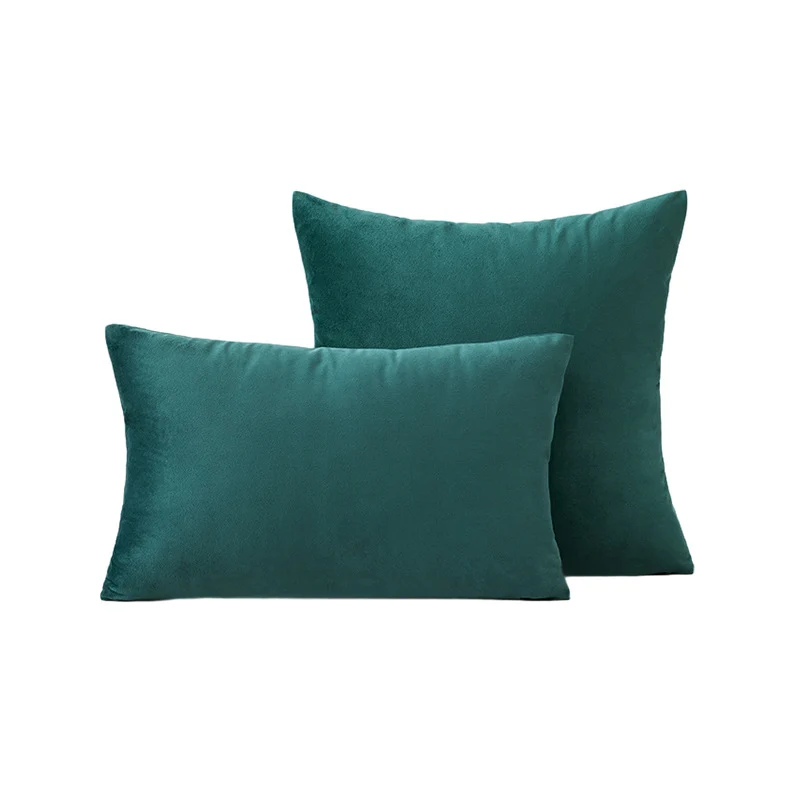 Luxury Velvet Square and Lumbar Decorative Pillow Cover Set with Concealed Zipper and Soft Microfiber Back