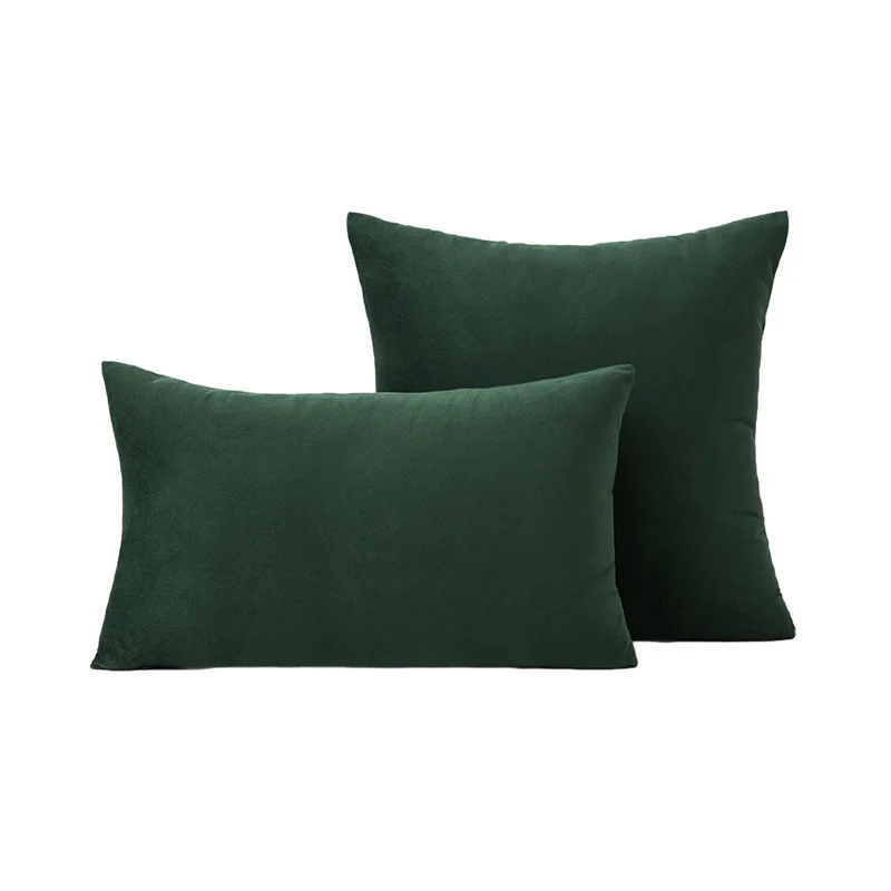 Luxury Velvet Square and Lumbar Decorative Pillow Cover Set with Concealed Zipper and Soft Microfiber Back