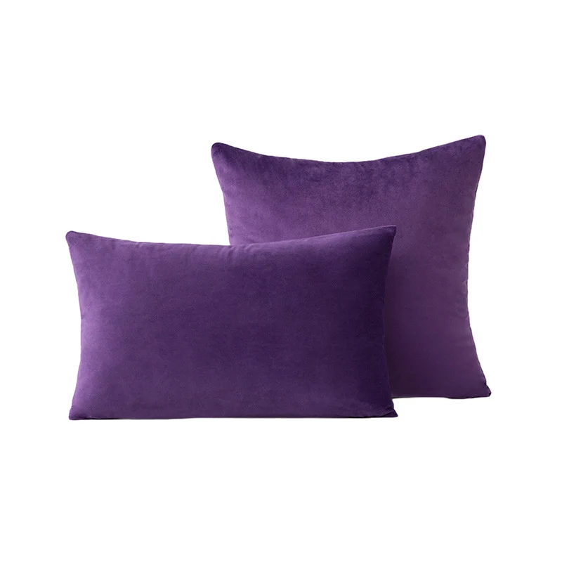 Luxury Velvet Square and Lumbar Decorative Pillow Cover Set with Concealed Zipper and Soft Microfiber Back