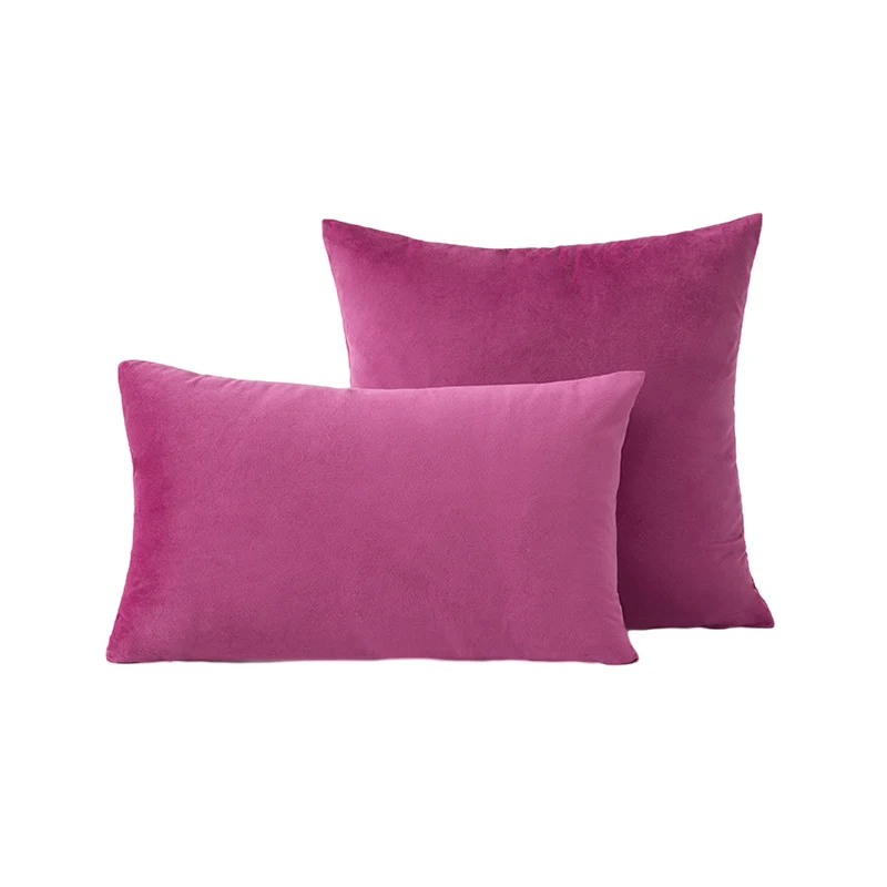 Luxury Velvet Square and Lumbar Decorative Pillow Cover Set with Concealed Zipper and Soft Microfiber Back
