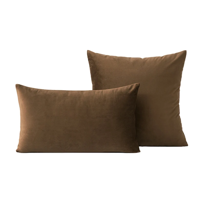Luxury Velvet Square and Lumbar Decorative Pillow Cover Set with Concealed Zipper and Soft Microfiber Back
