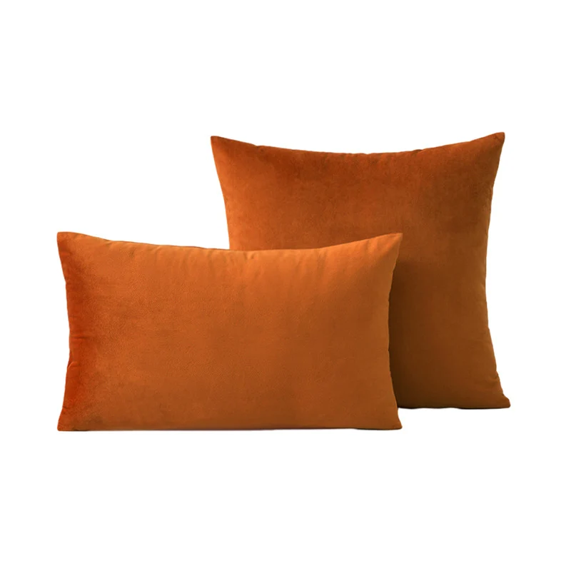 Luxury Velvet Square and Lumbar Decorative Pillow Cover Set with Concealed Zipper and Soft Microfiber Back
