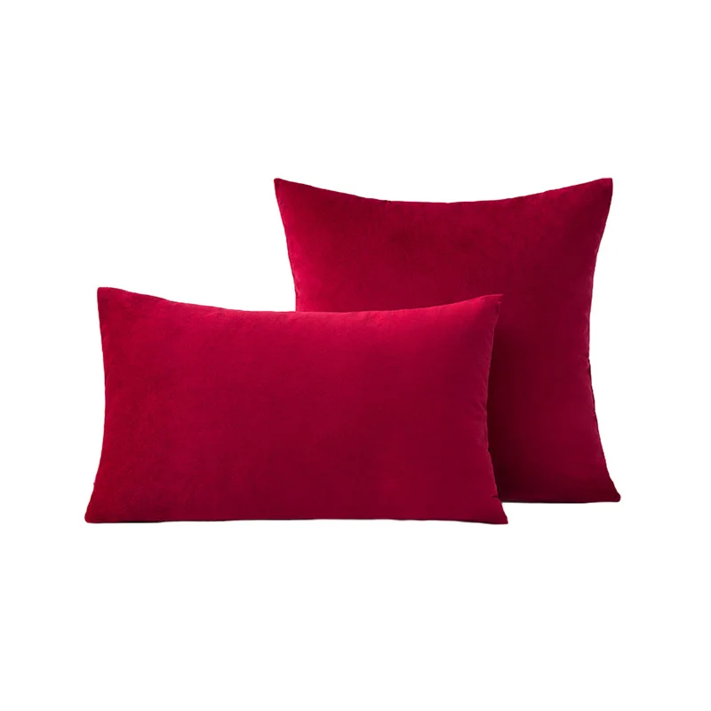 Luxury Velvet Square and Lumbar Decorative Pillow Cover Set with Concealed Zipper and Soft Microfiber Back