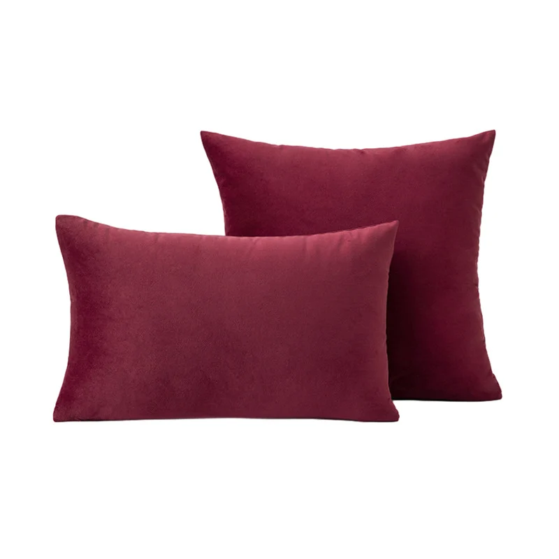 Luxury Velvet Square and Lumbar Decorative Pillow Cover Set with Concealed Zipper and Soft Microfiber Back