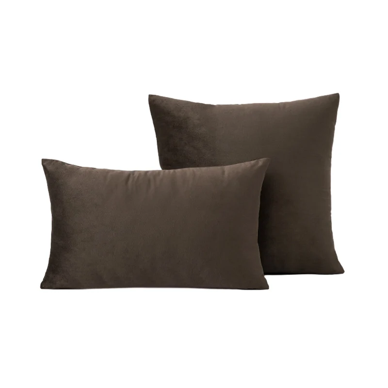 Luxury Velvet Square and Lumbar Decorative Pillow Cover Set with Concealed Zipper and Soft Microfiber Back