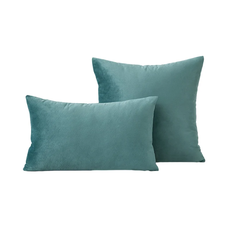 Luxury Velvet Square and Lumbar Decorative Pillow Cover Set with Concealed Zipper and Soft Microfiber Back