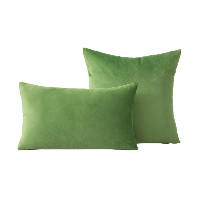 Luxury Velvet Square and Lumbar Decorative Pillow Cover Set with Concealed Zipper and Soft Microfiber Back