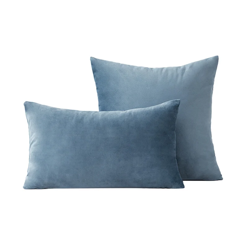 Luxury Velvet Square and Lumbar Decorative Pillow Cover Set with Concealed Zipper and Soft Microfiber Back