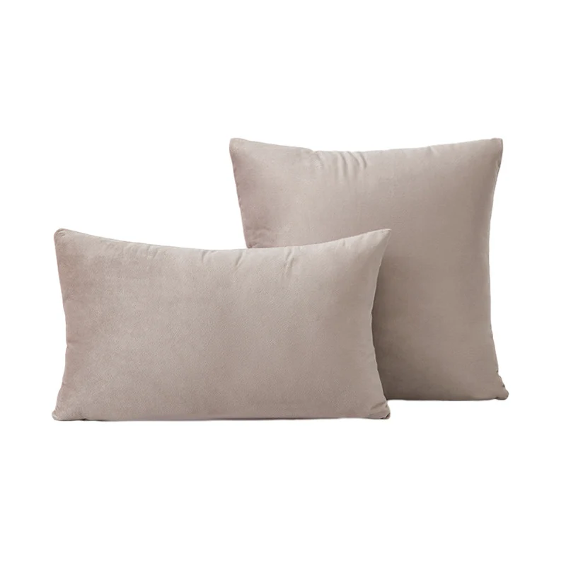 Luxury Velvet Square and Lumbar Decorative Pillow Cover Set with Concealed Zipper and Soft Microfiber Back