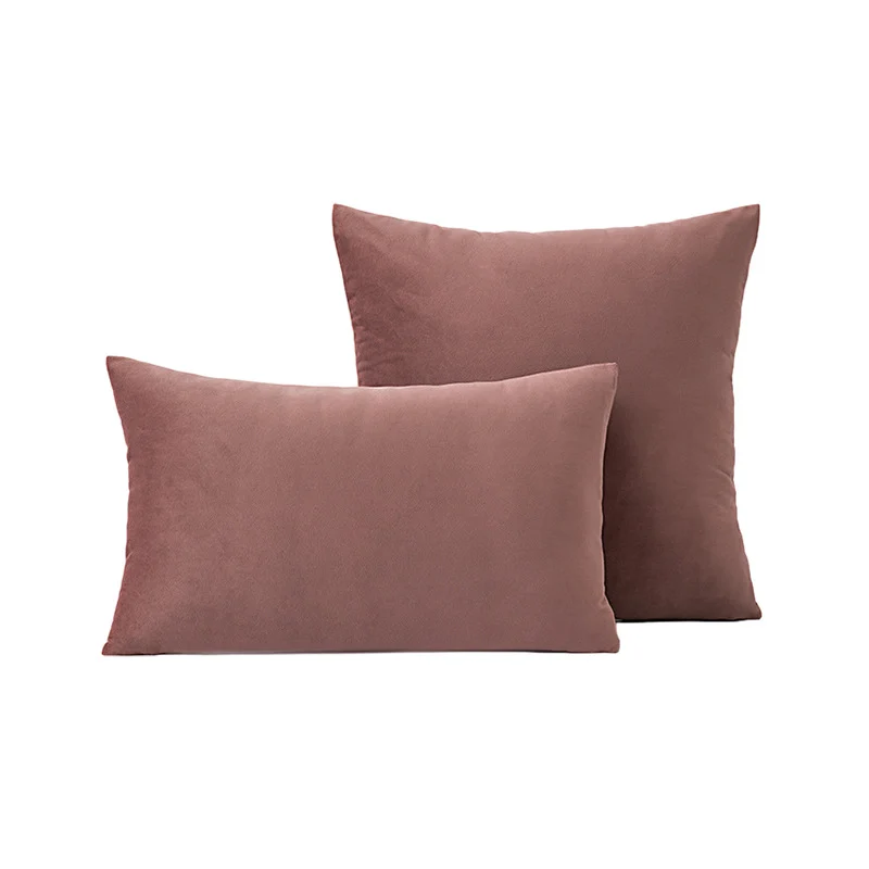 Luxury Velvet Square and Lumbar Decorative Pillow Cover Set with Concealed Zipper and Soft Microfiber Back