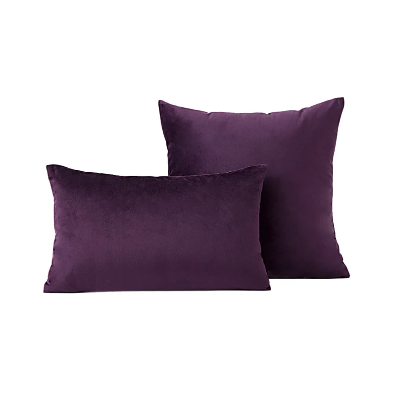 Luxury Velvet Square and Lumbar Decorative Pillow Cover Set with Concealed Zipper and Soft Microfiber Back