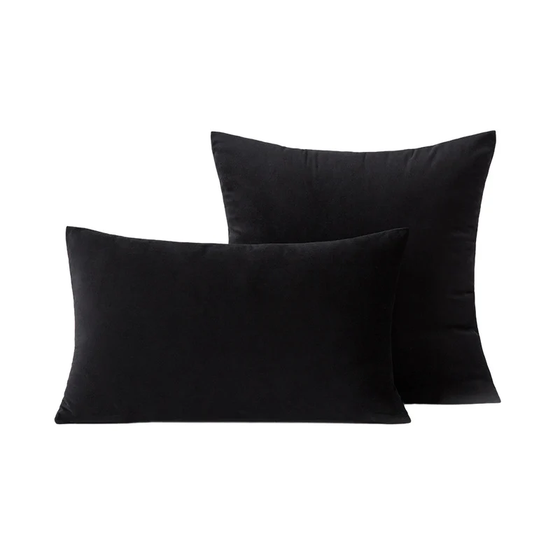 Luxury Velvet Square and Lumbar Decorative Pillow Cover Set with Concealed Zipper and Soft Microfiber Back